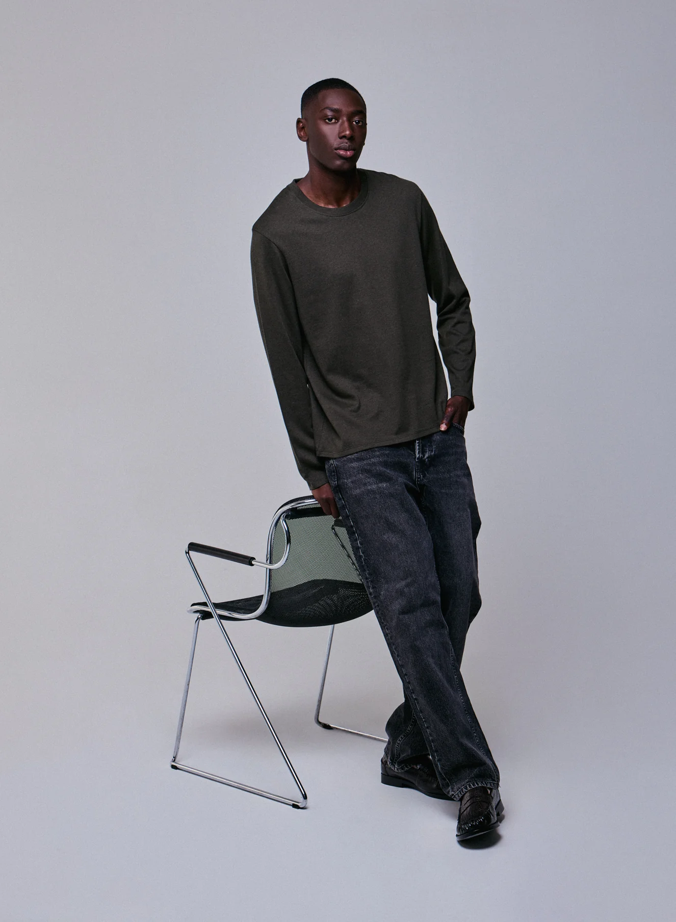 T-shirt Vert Col Rond Manches Longues en Coton organique - Image 2