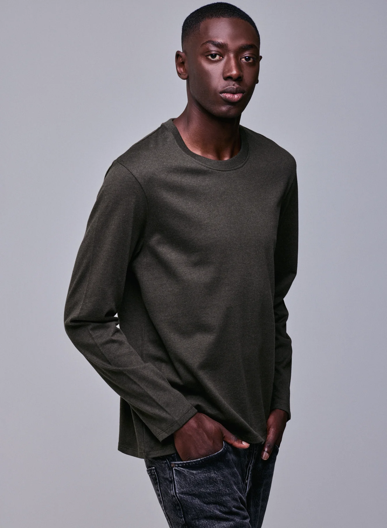 T-shirt Vert Col Rond Manches Longues en Coton organique - Image 4