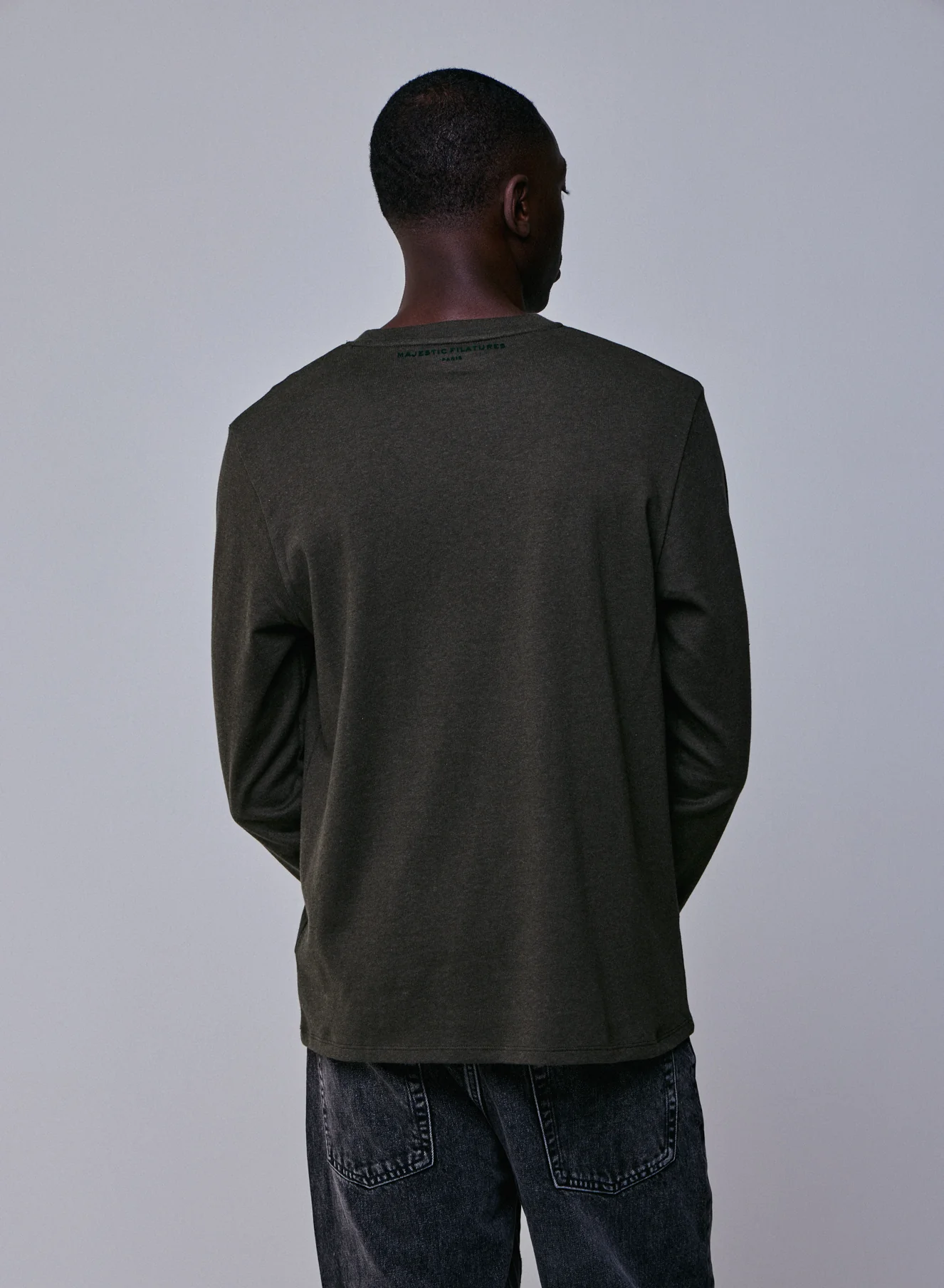 T-shirt Vert Col Rond Manches Longues en Coton organique - Image 5