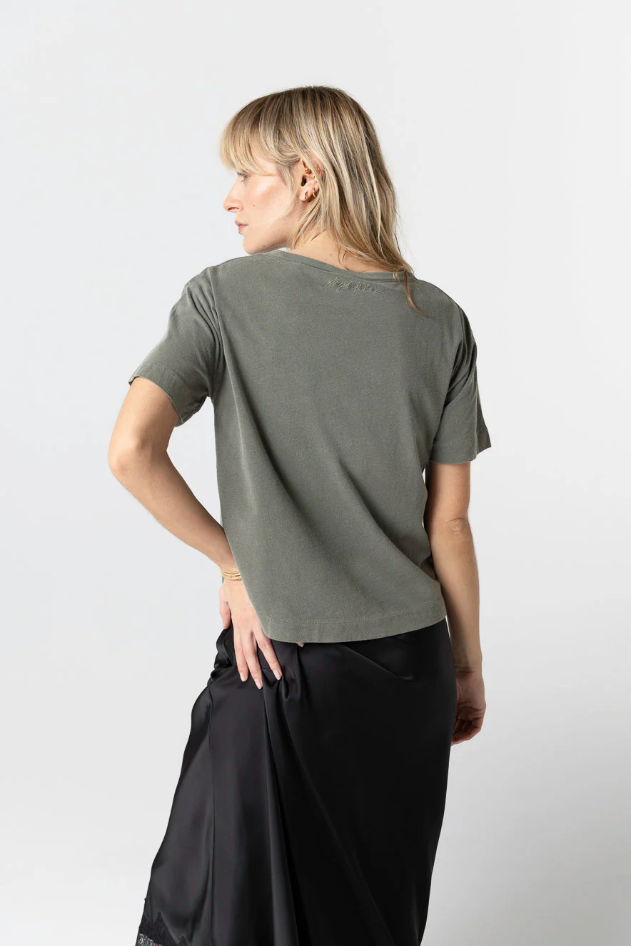 T-shirt Vert Foncé Col Rond Manches Courtes en Coton / Elasthanne - Image 3