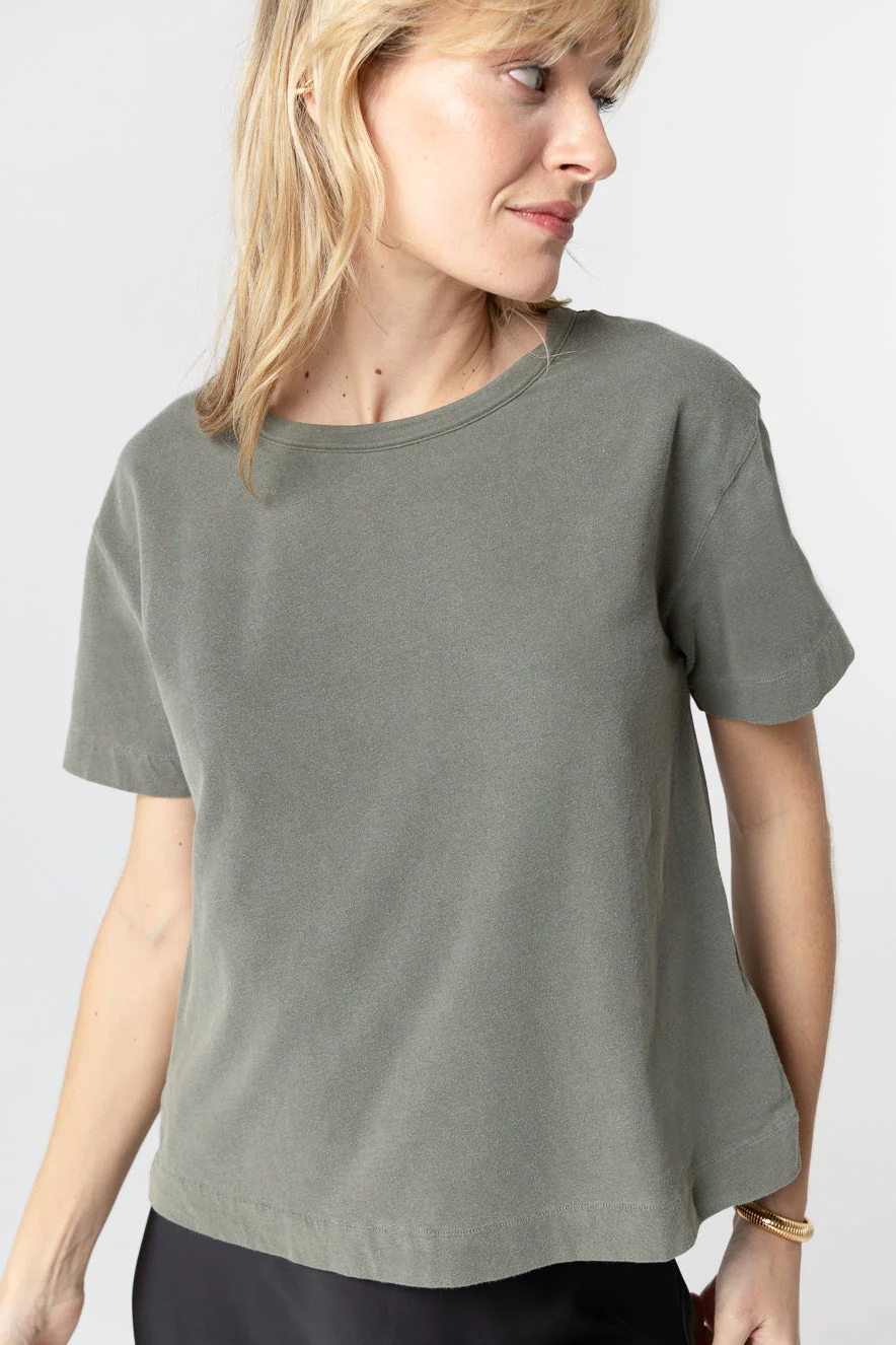 T-shirt Vert Foncé Col Rond Manches Courtes en Coton / Elasthanne - Image 4