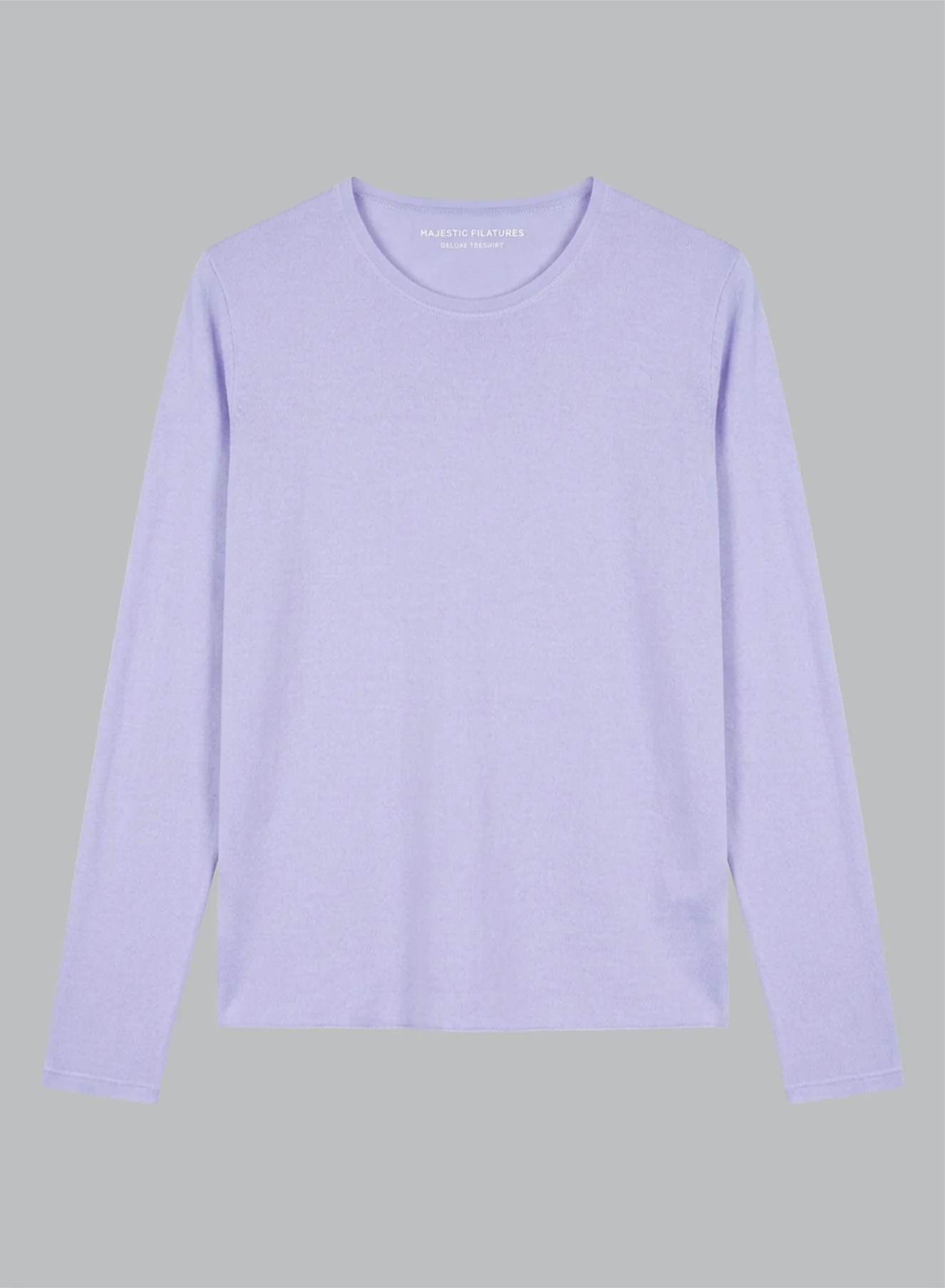 T-shirt Violet Clair Col Rond Manches Longues en Cachemire - Image 6