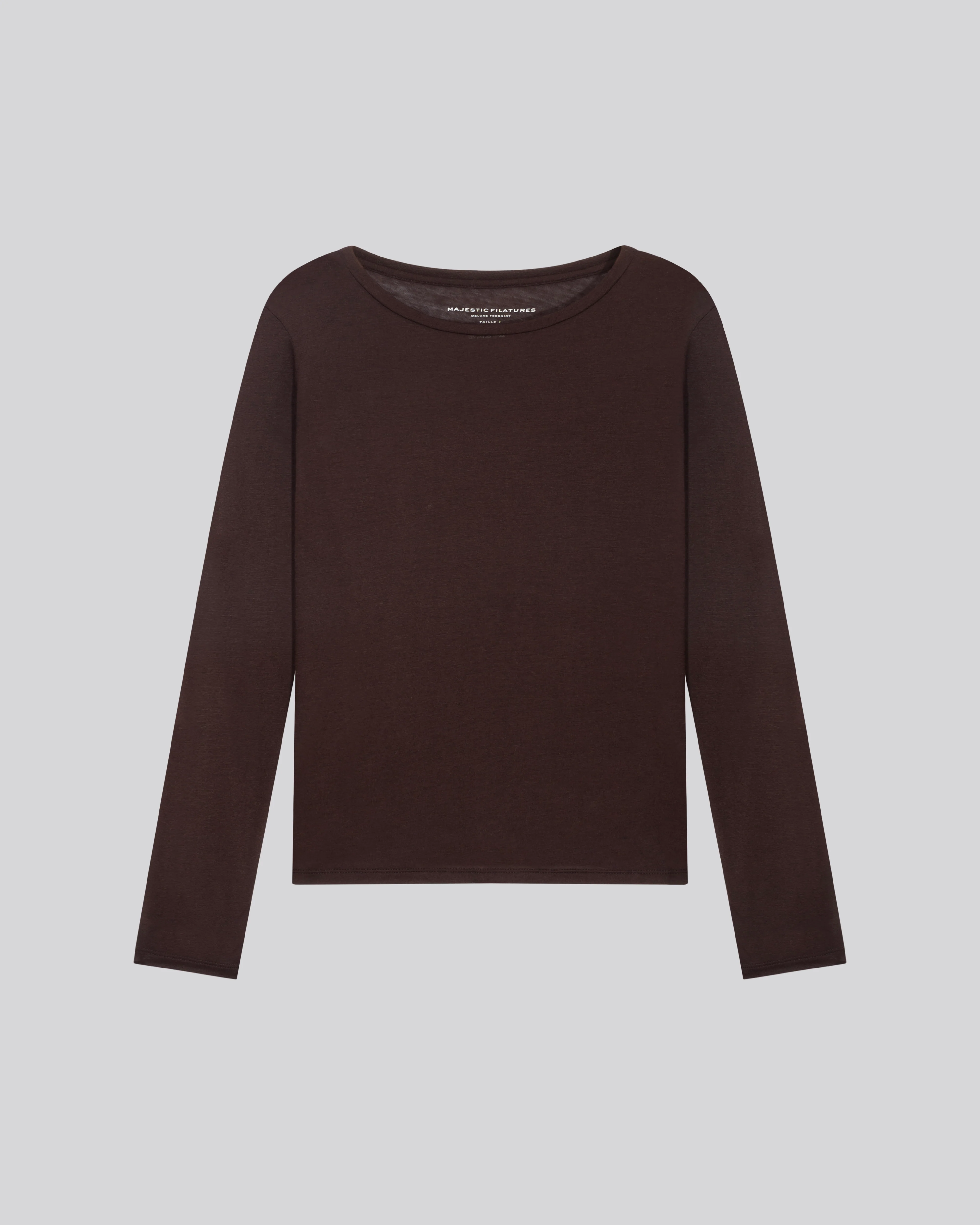 T-shirt Aubergine Col Rond Manches Longues en Viscose / Cachemire - Image 6