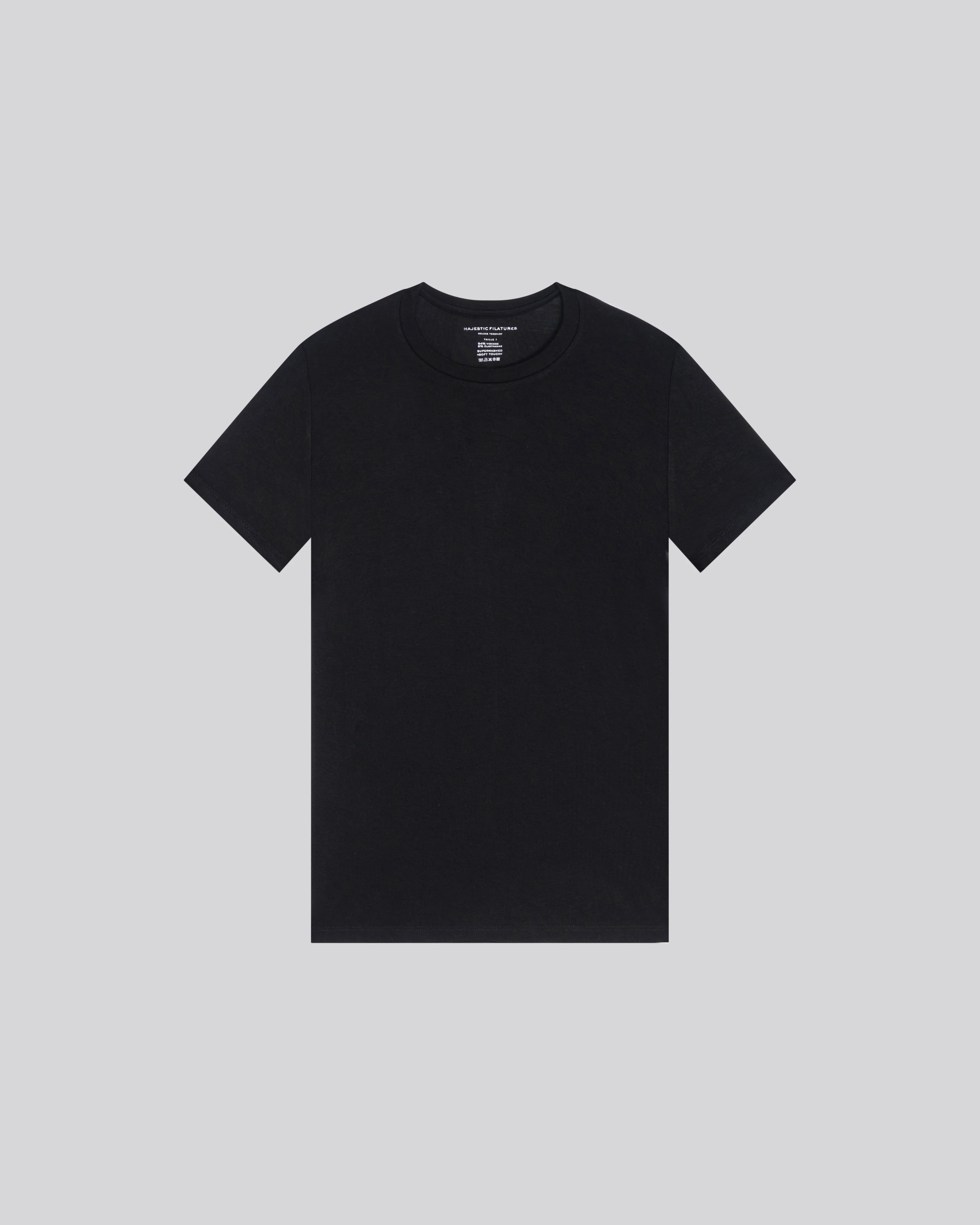 T-shirt Noir Col Rond Manches Courtes en Viscose / Élasthanne - Image 6