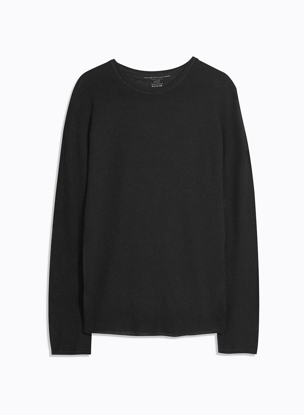 T-shirt Noir Col Rond Manches Longues en 100% Cachemire - Image 8