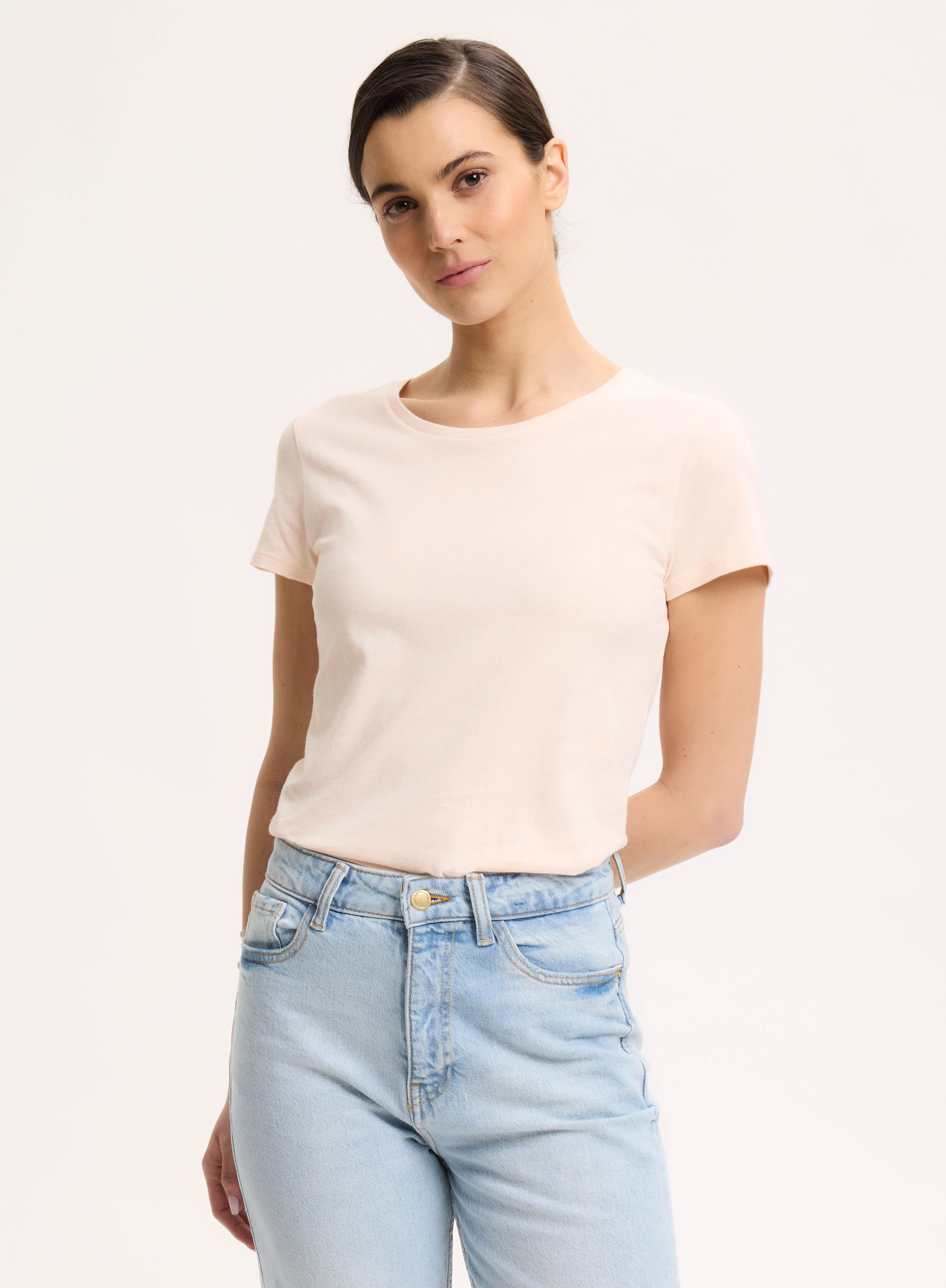 T-shirt Pétale Jamie Col Rond Manches Courtes en Coton Organique