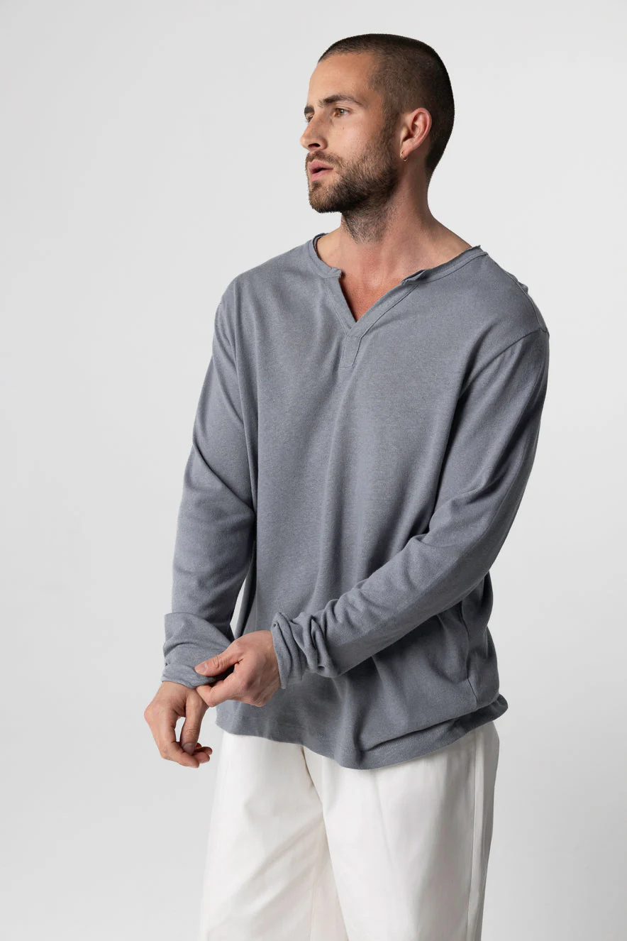 Tunisien Gris Manches Longues en Coton / Lin - Image 3