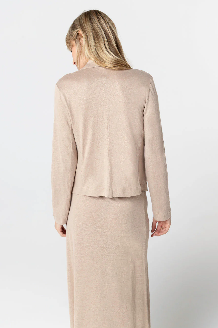 Veste Beige Manches Longues en Lin / Elasthanne - Image 3