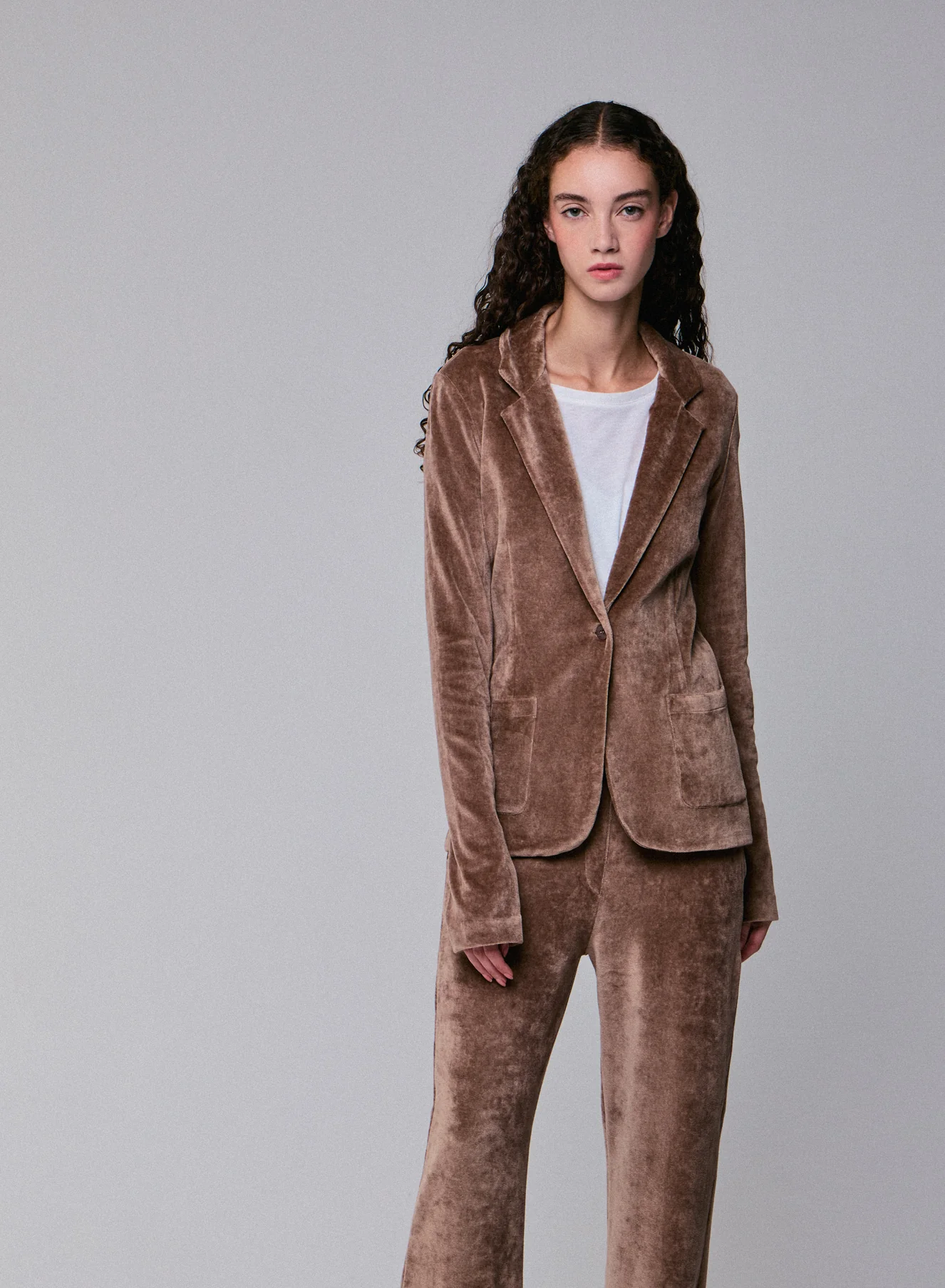 Veste Beige Manches Longues en Velours - Image 3