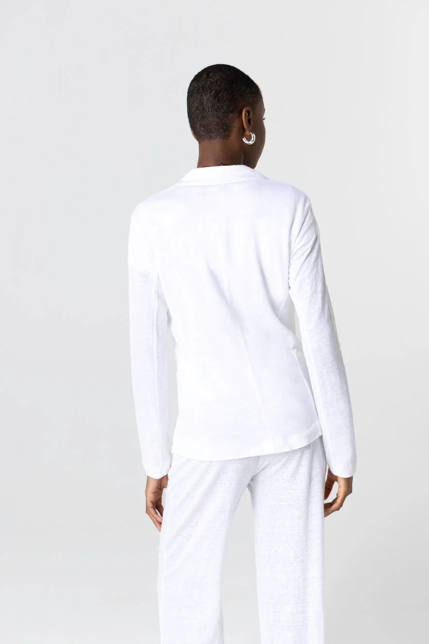 Veste Blanche Manches Longues en Lin / Élasthanne - Image 4