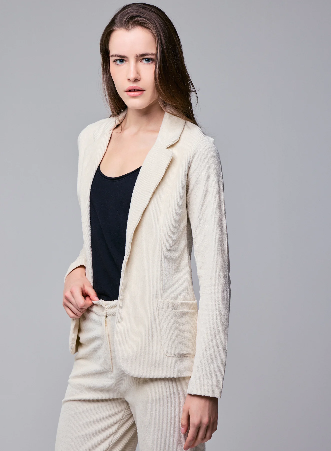 Veste Crème Manches Longues en Coton Organique / Polyester