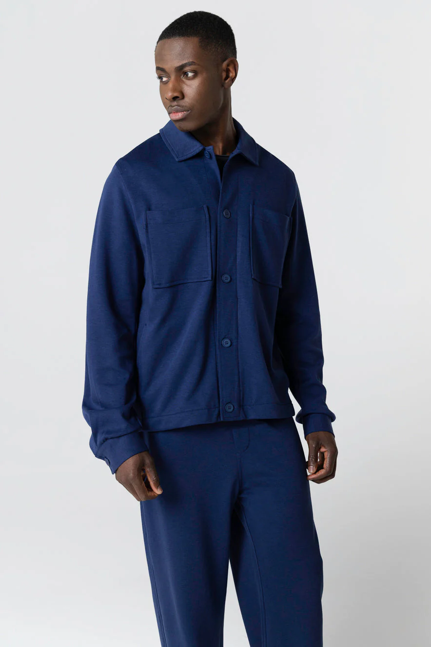 Veste Bleue Col Veste Manches Longues en Lyocel, Tencel / Coton Organique - Image 2