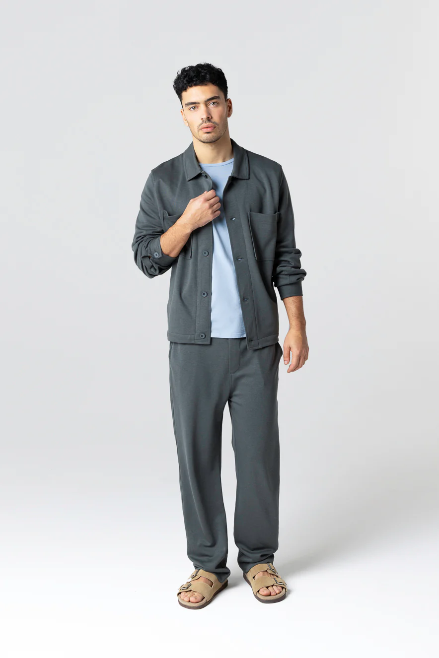Veste Gris Foncé Col Veste Manches Longues en Lyocel, Tencel / Coton Organique - Image 2