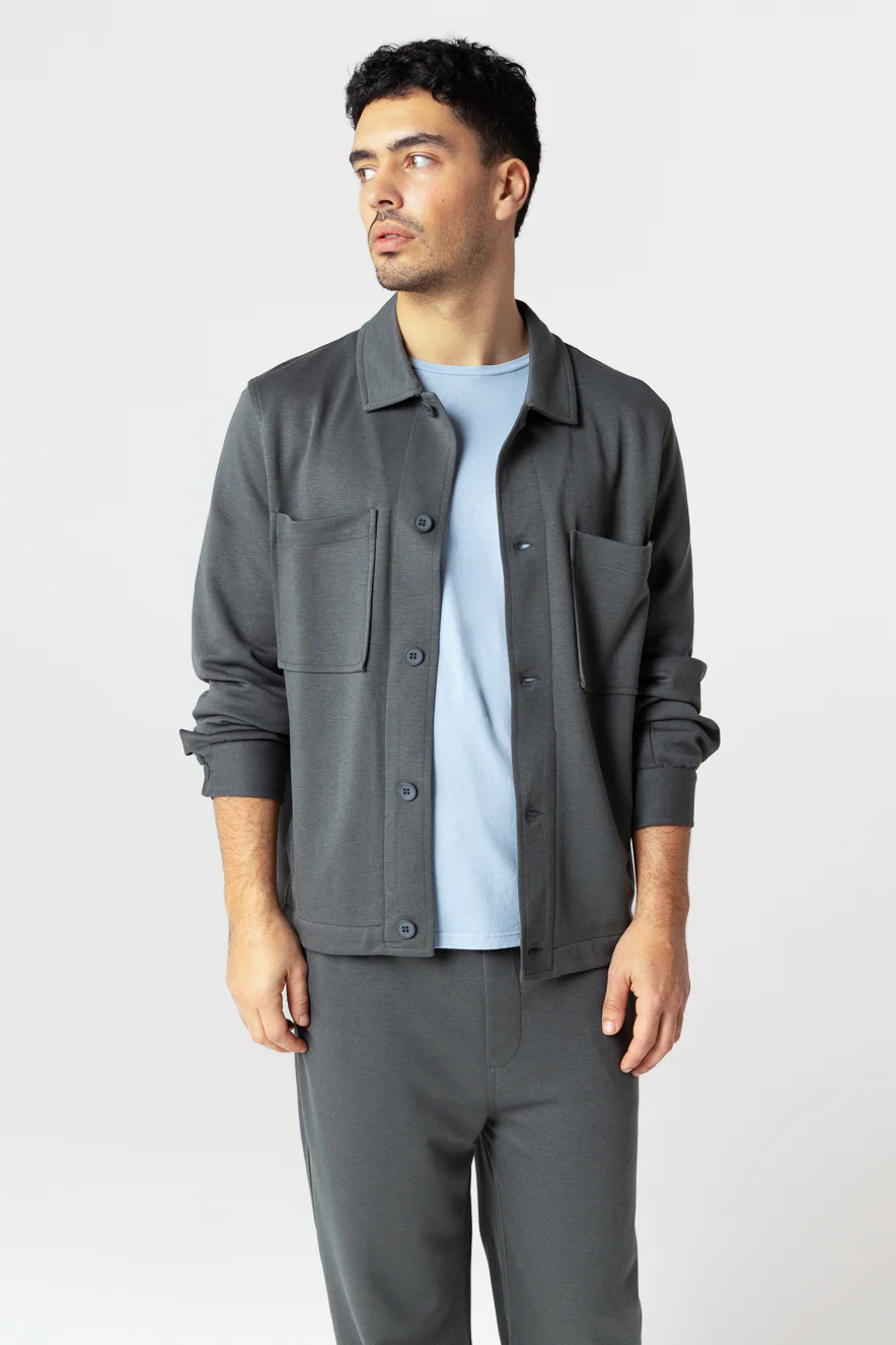 Veste Gris Foncé Col Veste Manches Longues en Lyocel, Tencel / Coton Organique - Image 3