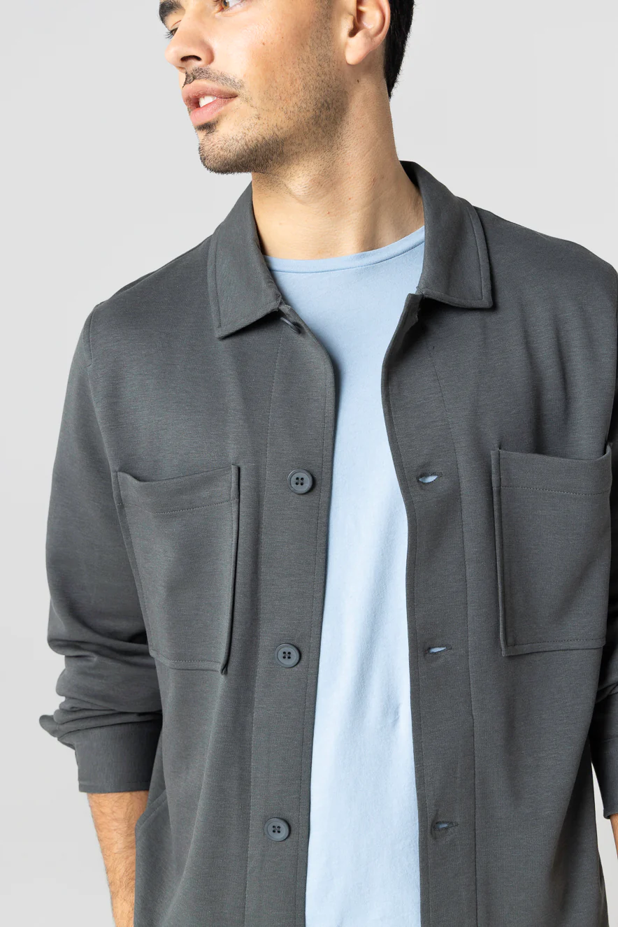 Veste Gris Foncé Col Veste Manches Longues en Lyocel, Tencel / Coton Organique - Image 5