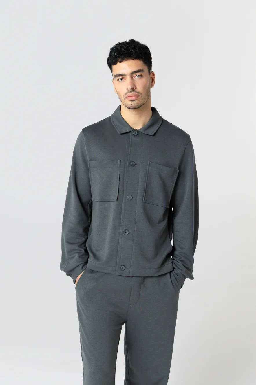 Veste Gris Foncé Col Veste Manches Longues en Lyocel, Tencel / Coton Organique - Image 6