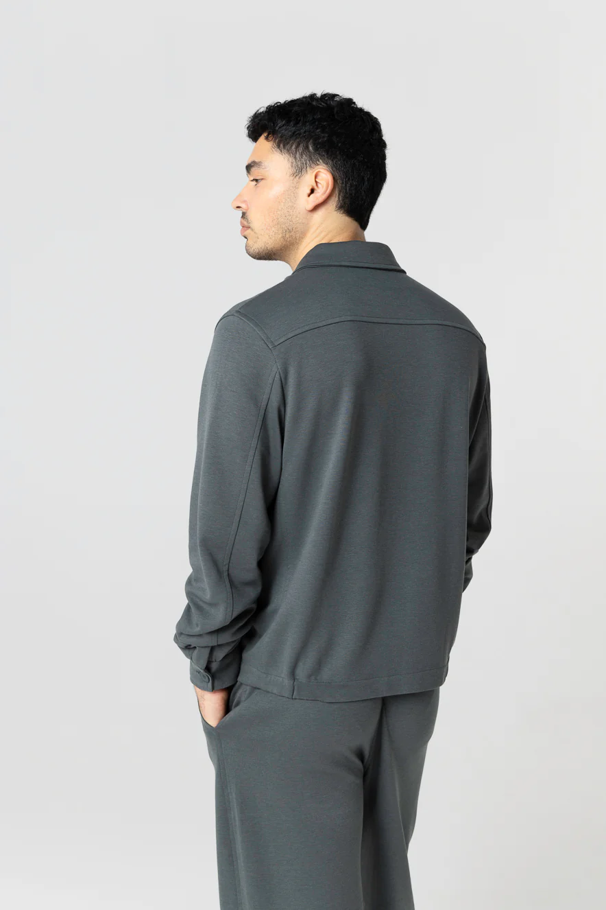 Veste Gris Foncé Col Veste Manches Longues en Lyocel, Tencel / Coton Organique - Image 7