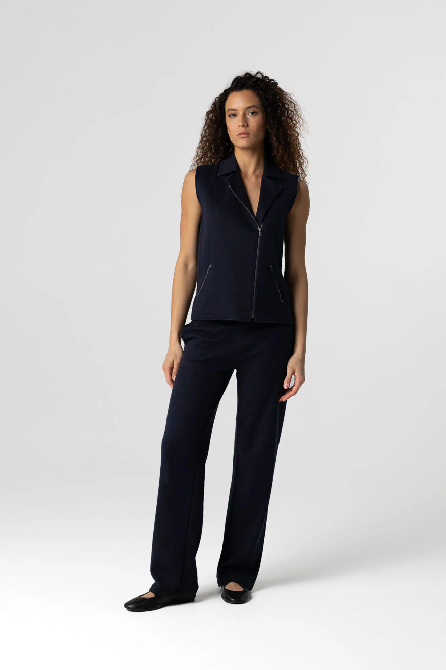 Veste Marine Sans Manches en Coton / Lin / Coton organique