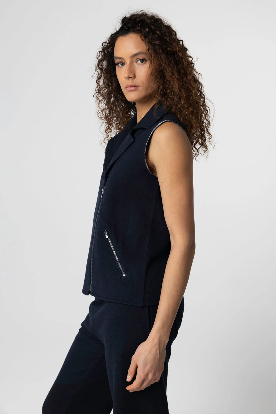 Veste Marine Sans Manches en Coton / Lin / Coton organique - Image 3