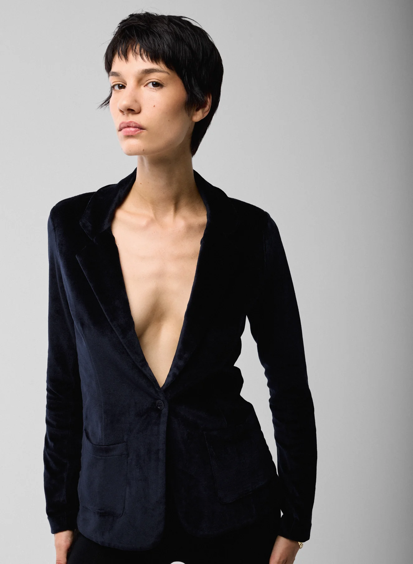 Veste Marine Manches Longues en Velours - Image 3