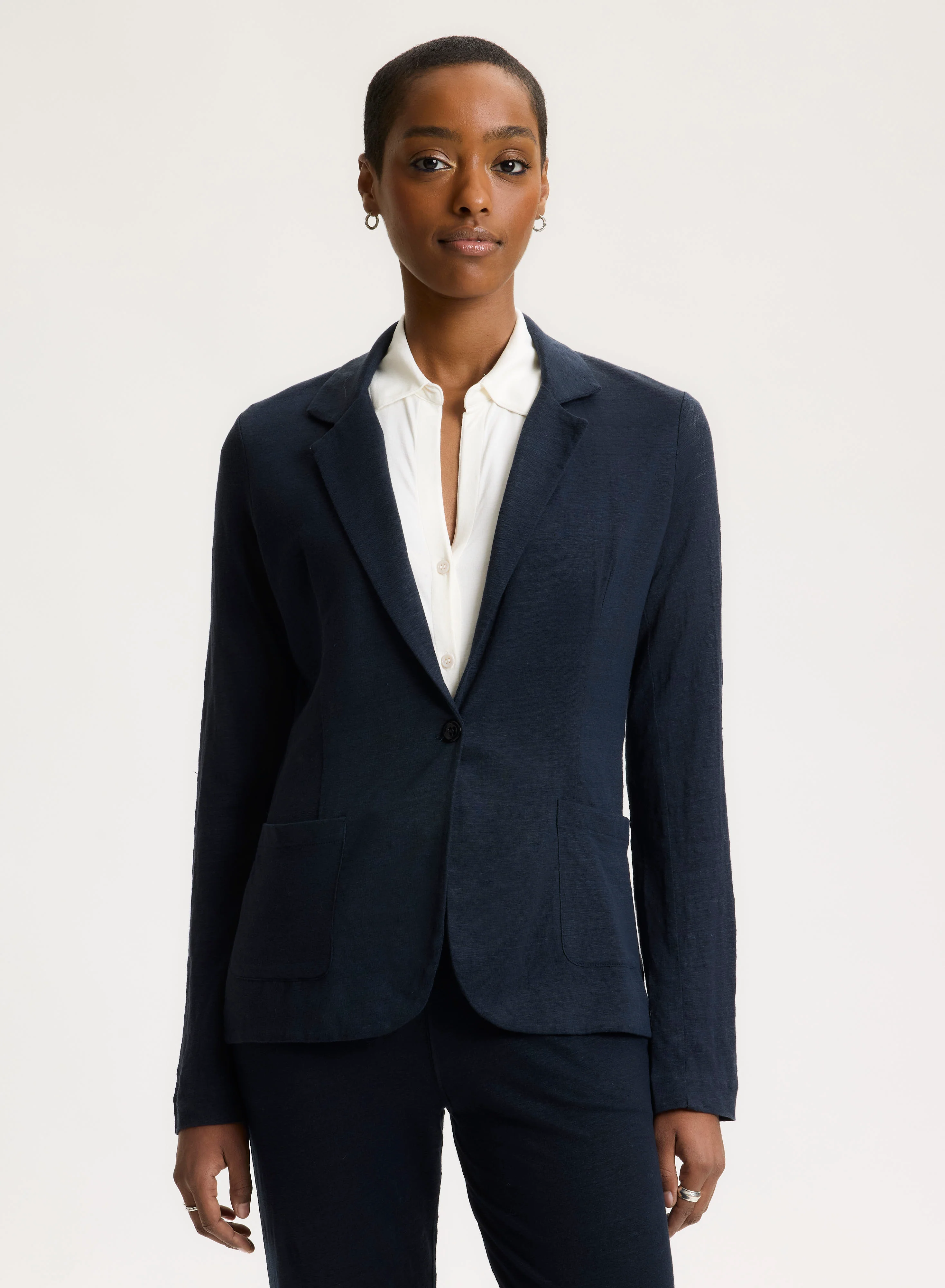 Veste Marine Manches Longues en Lin / Elasthanne - Image 8