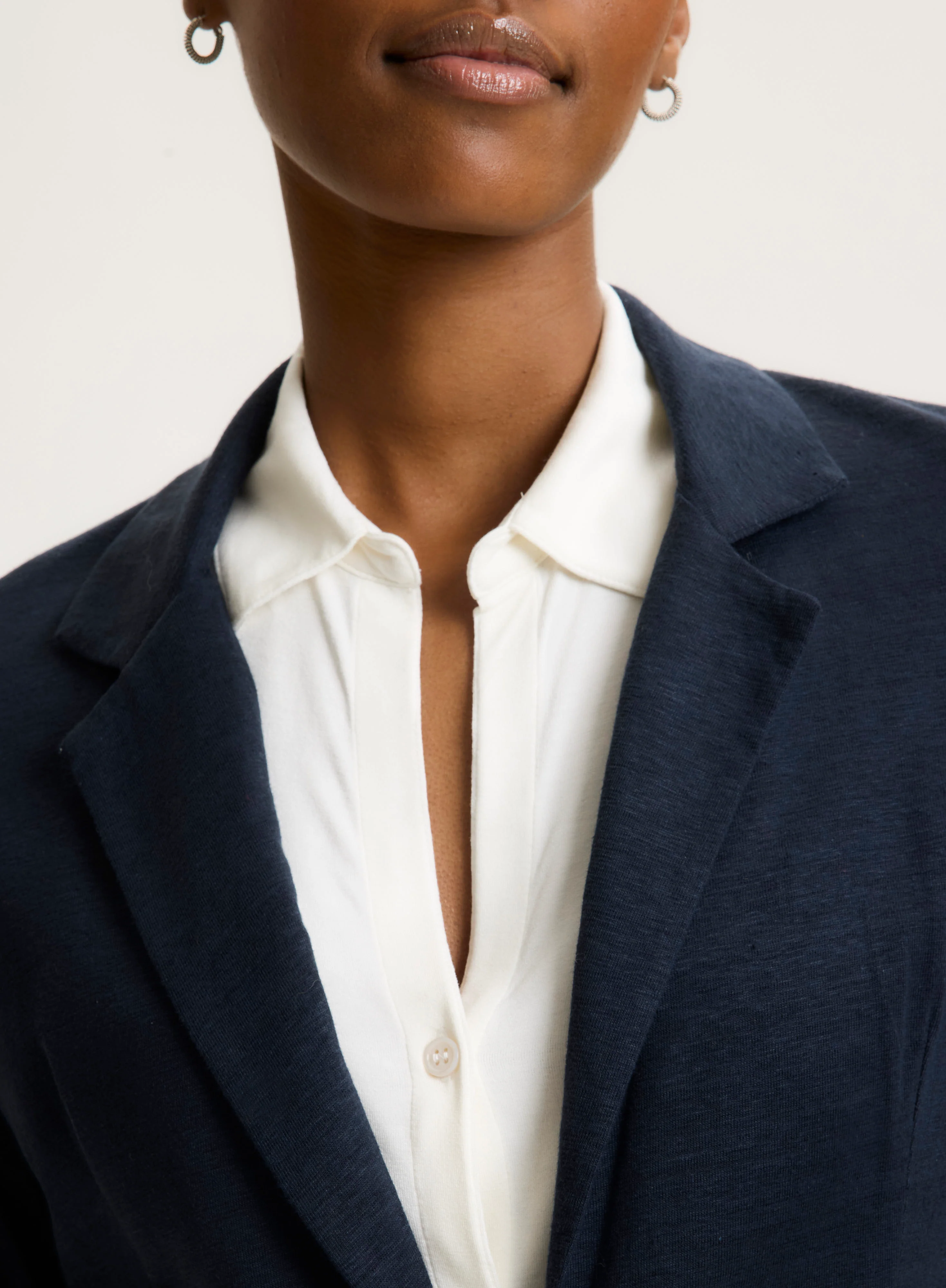 Veste Marine Manches Longues en Lin / Elasthanne - Image 9