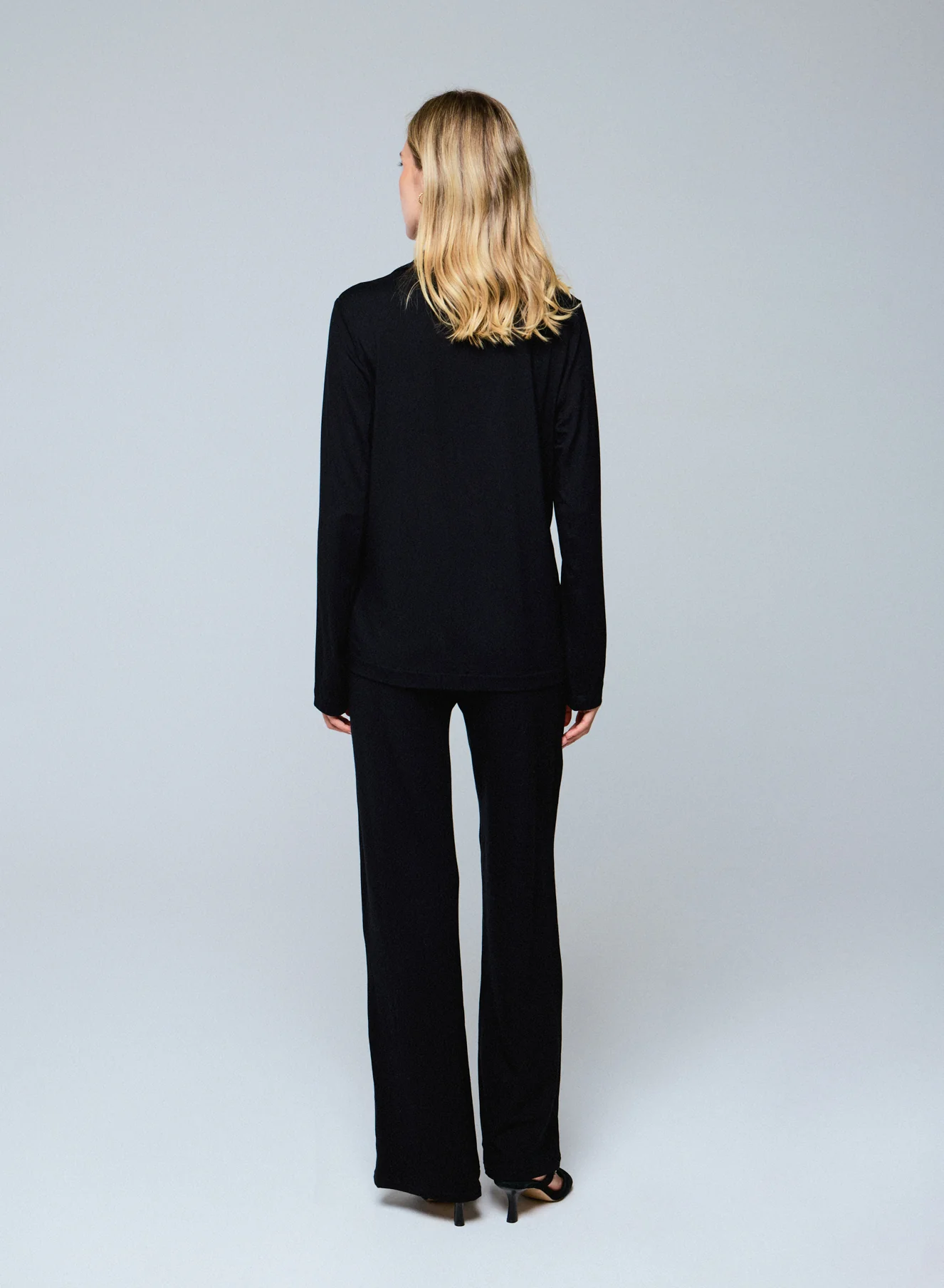 Veste Noire Col Manches Longues en Viscose / Élasthanne - Image 5