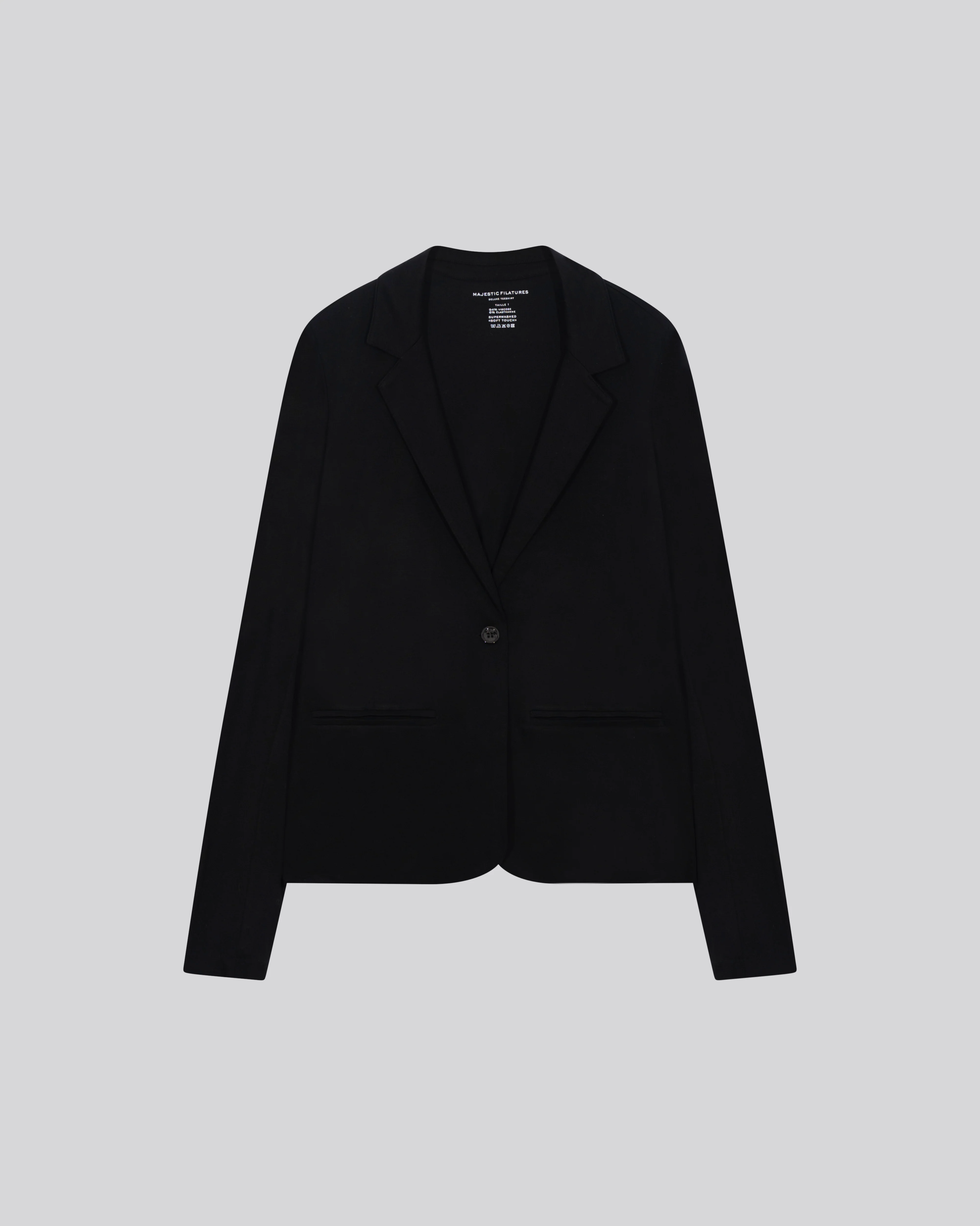 Veste Noire Col Manches Longues en Viscose / Élasthanne - Image 6