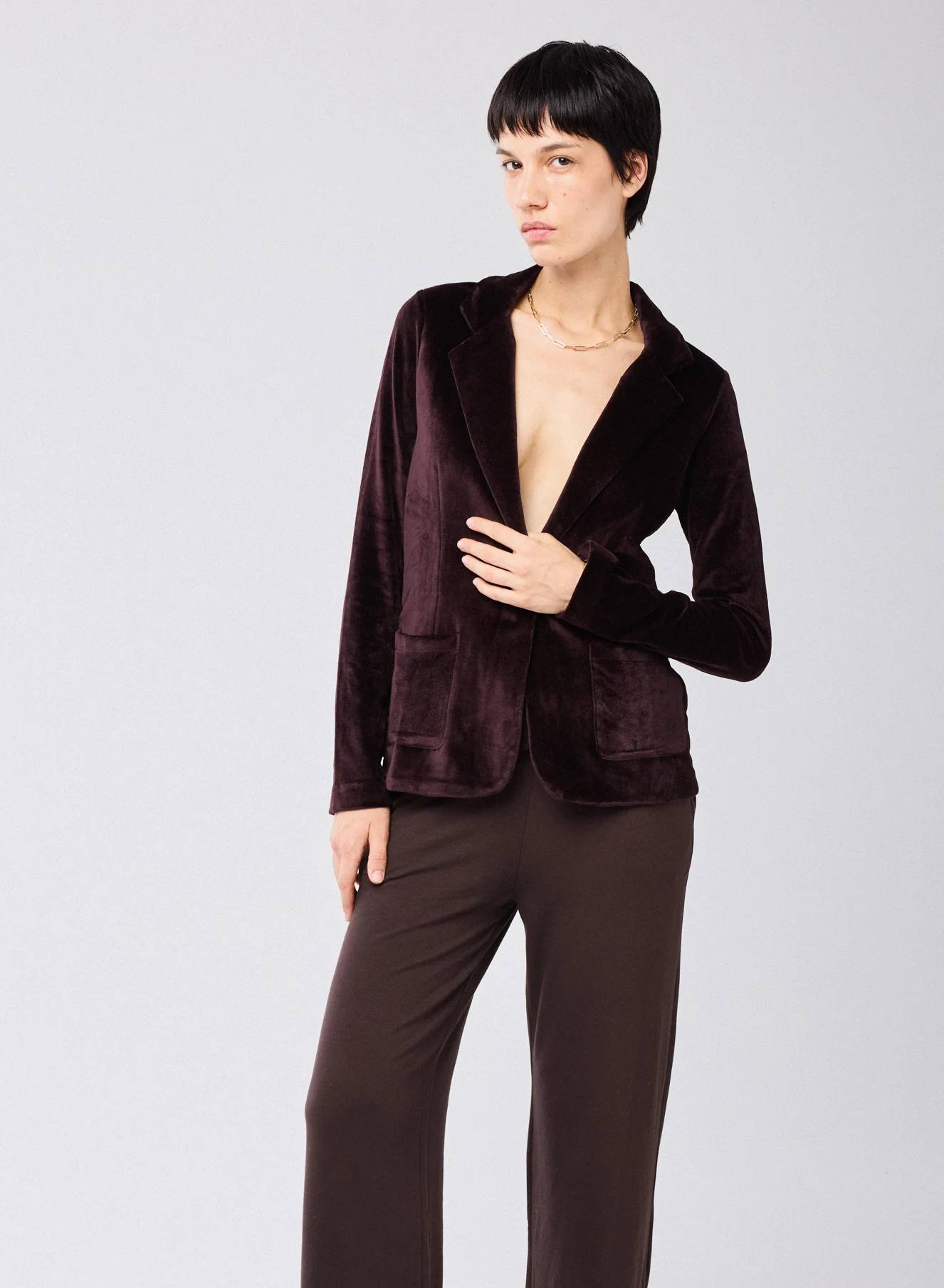 Veste Aubergine Manches Longues en Velours - Image 4