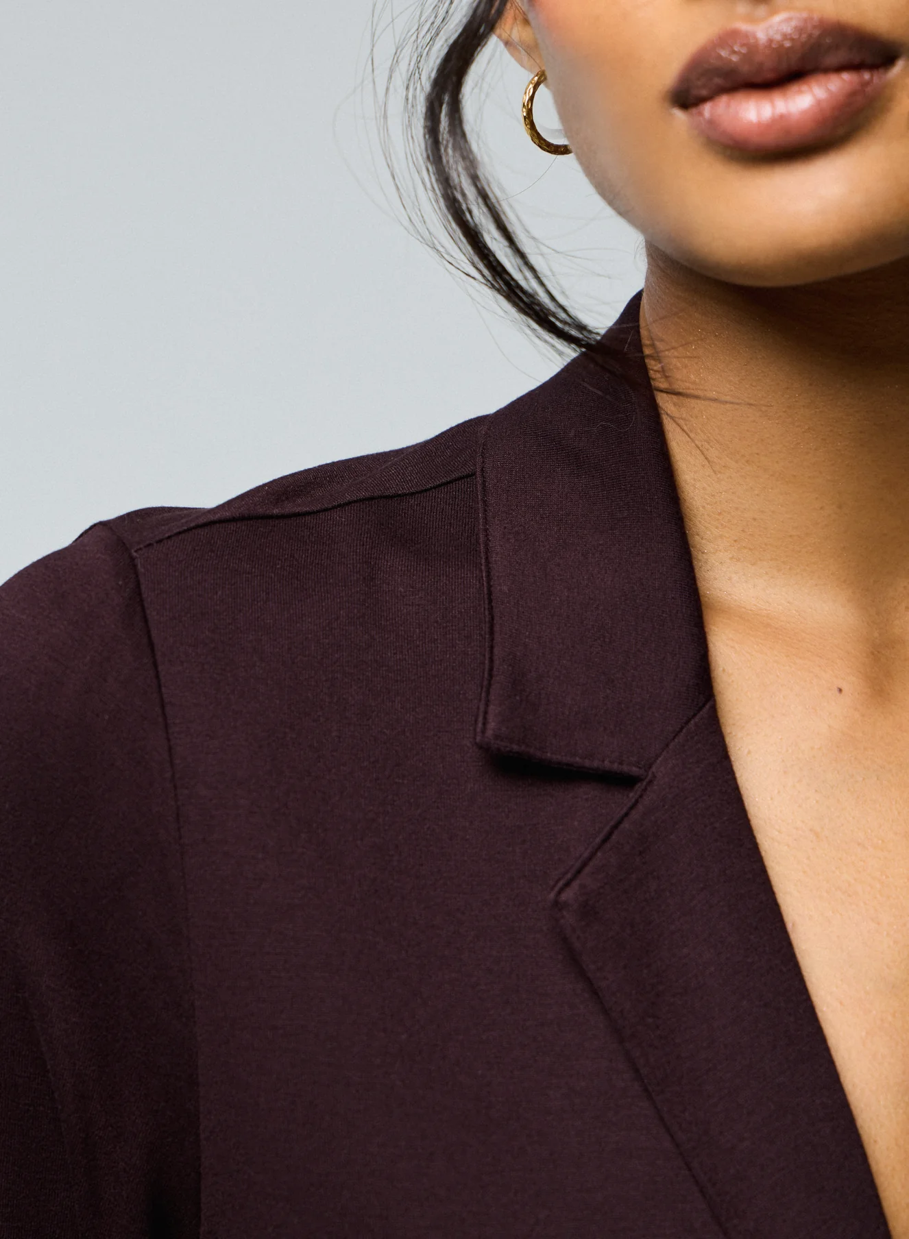 Veste Aubergine Manches Longues en Viscose / Elasthanne - Image 2