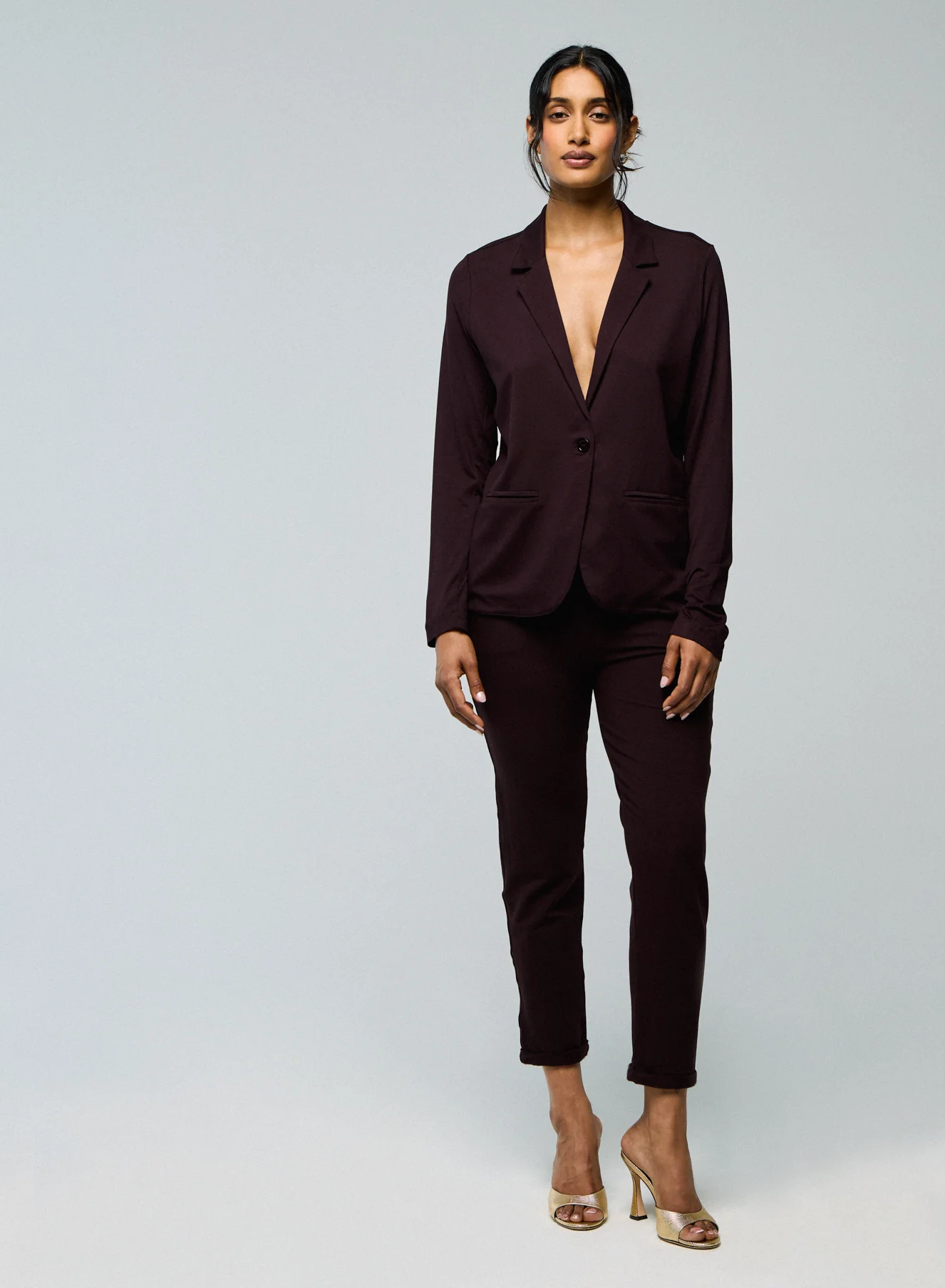 Veste Aubergine Manches Longues en Viscose / Elasthanne - Image 4